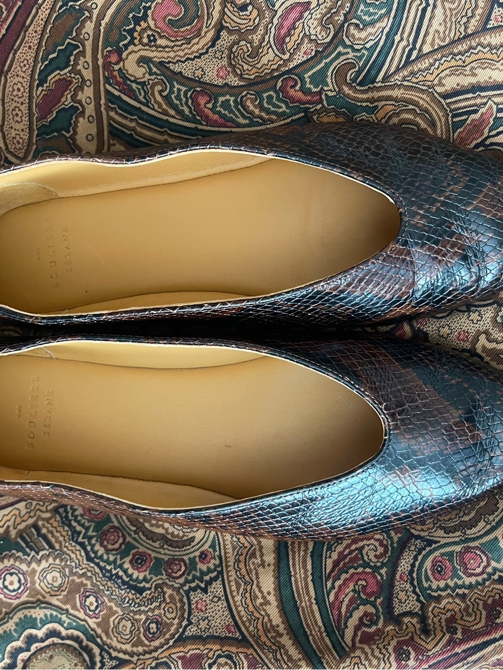 Sezane Matilda Women’s Low Ballerina Snake-Embossed Brown Leather Flats 7.5 / 37 - Picture 6 of 6